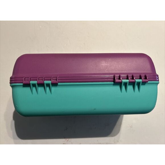 Vintage Caboodles Makeup Case W/ 2 Pull Out Trays Mint Green/Purple Model 2602 - Picture 3 of 8